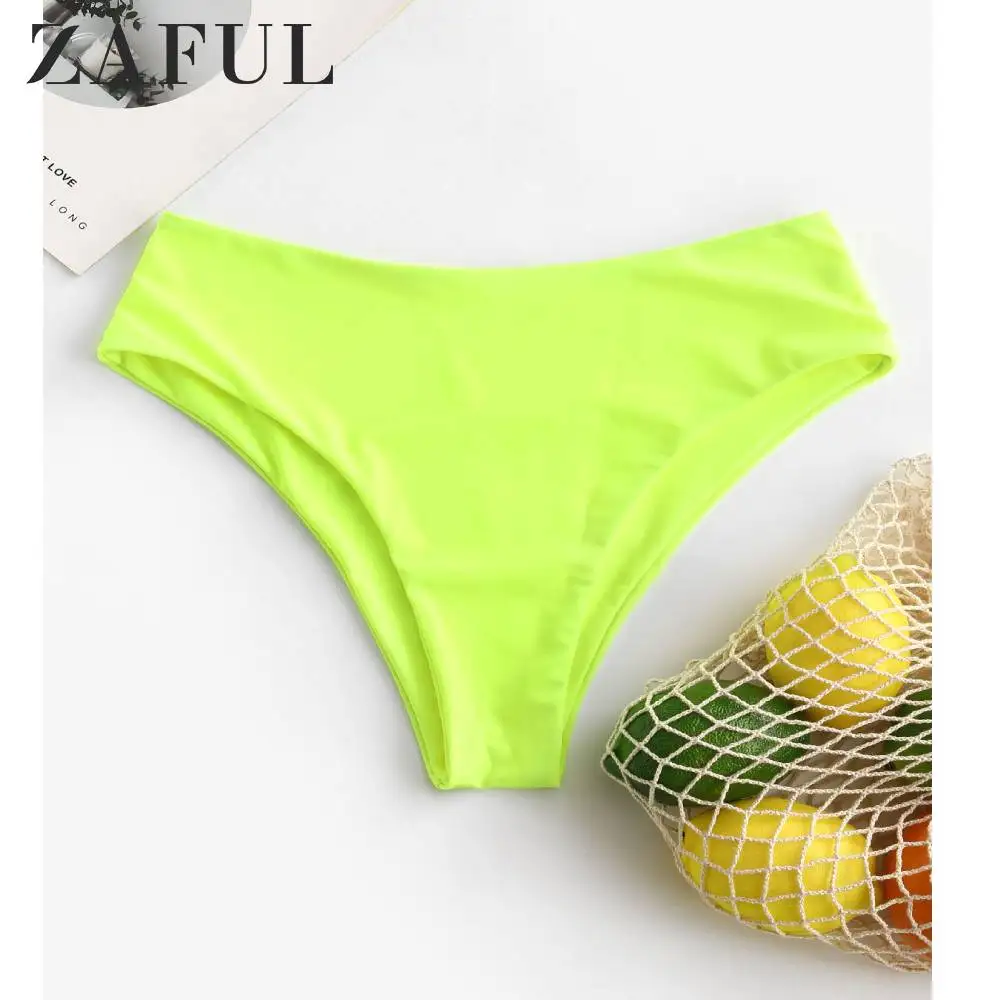 ZAFUL High Waisted Leg Plain Bikini Bottom Swimwear Briefs Side Ties Brazilian Thong Swimsuit Classic Cut Bottoms 2020 | Спорт и