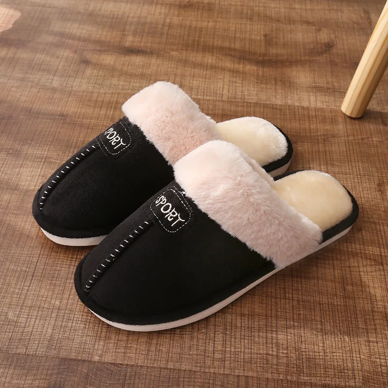ARIARI/мужские домашние тапочки; плюшевая зимняя теплая обувь; удобные мужские тапочки из кораллового флиса с эффектом памяти; обувь для дома и улицы - Цвет: Black
