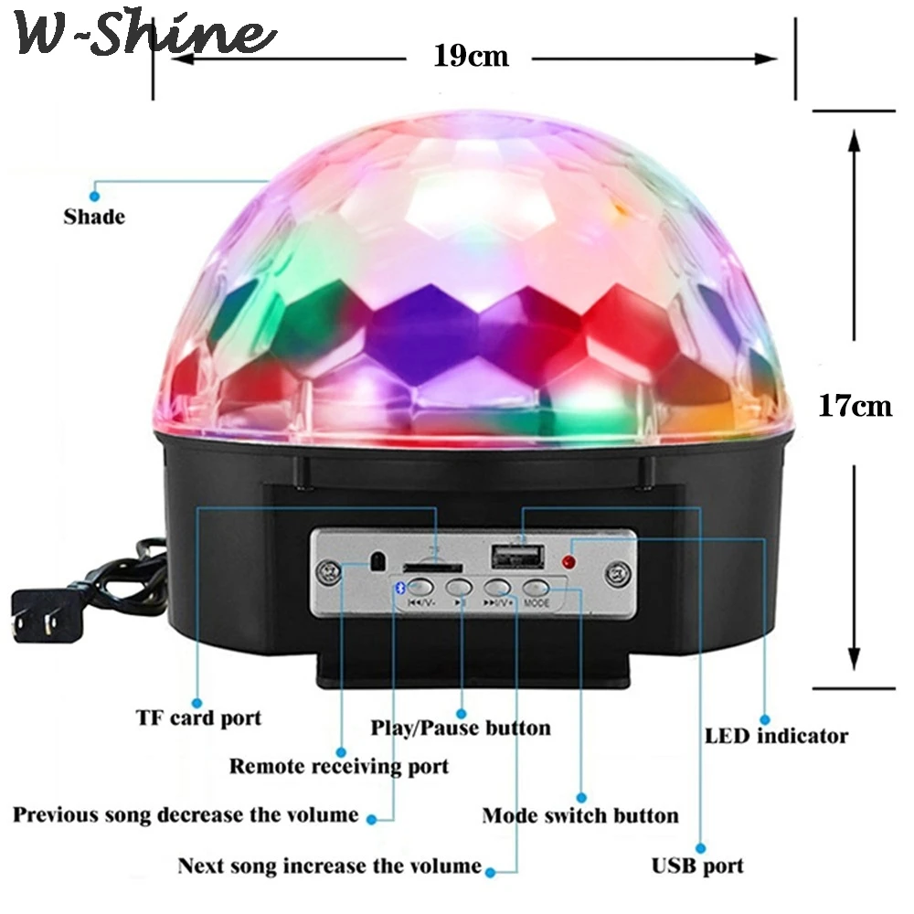 9 цветов светодиодный Bluetooth динамик диско шар светильник с MP3-плеером Выпускной лазерный вечерние светильник 18 Вт DJ сценический светильник лазерная проекционная лампа