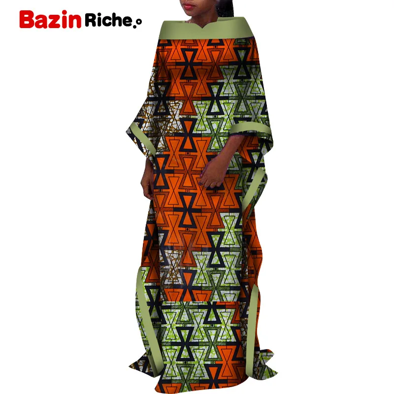 Африканская Дашики свободные платья для женщин Базен Riche лоскутное печати Длинные платья традиционная африканская одежда плюс размер WY5385