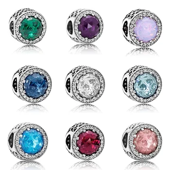 

Diy Round 925 Sterling Silver Beads Blue Red Green Big Cz Crystal 9 Color For Women Diy Pandora Charm Bracelet Necklace