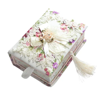 

Storage Box Decoration Cloth Container Portable Gift Trinket Jewelry Organizer Home Pastoral Case Lace Earring Casket Holder
