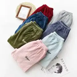 Осень зима новые парные одноцветные пижамные штаны Фланелевые домашние Пижамные брюки для мужчин и женщин плюс размер утепленные штаны