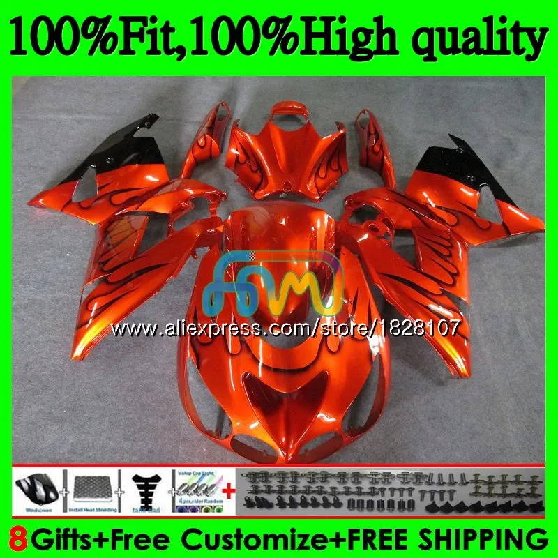 Инъекции для KAWASAKI ZX 14R ZZR1400 ZX-14R 21BS. 26 ZX14R 06 07 orange 08 09 10 11 2006 2007 2008 2009 2010 2011 обтекатель - Цвет: No. 1