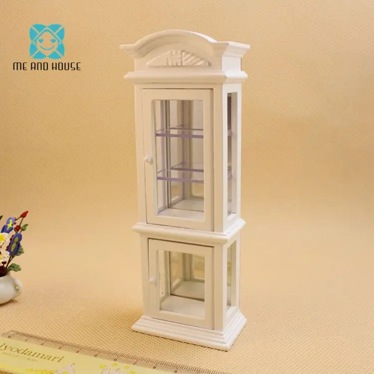 1:12 Doll House Mini Solid Wood Furniture Toy Decoration Play House Transparent Cabinet Wine Cabinet