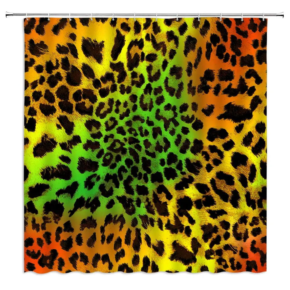 

Leopard Shower Curtain African Wild Safari Animal Skin Pattern Powerful Panthera Big Cat Watercolor Abstract Creative Modern