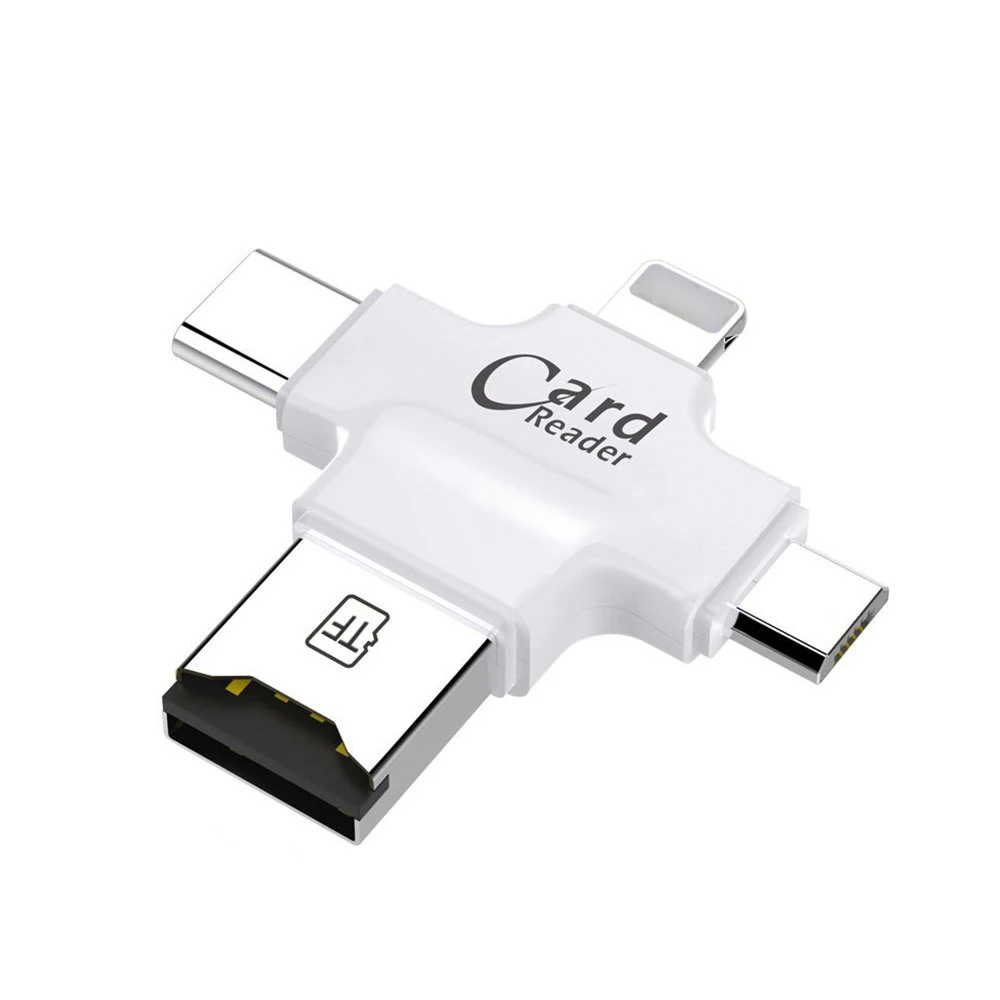 4 in 1 Micro USB USB-C With Micro SD TF Card Reader for iPhone Android PC Mac 