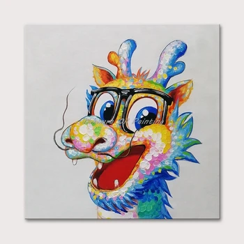 

Mintura Hand Painted Oil Paintings on Canvas A Lovely Dragon Wall Picture For Living Room Hotel Decor Modern Wall Art No Framed
