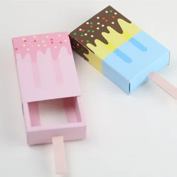 

5pcs Ice Cream Shape Wedding Party Favor Box Cartoon Treat Box Ice Cream Gift Box Baby Shower Birthday Party Dragees Baptism Box