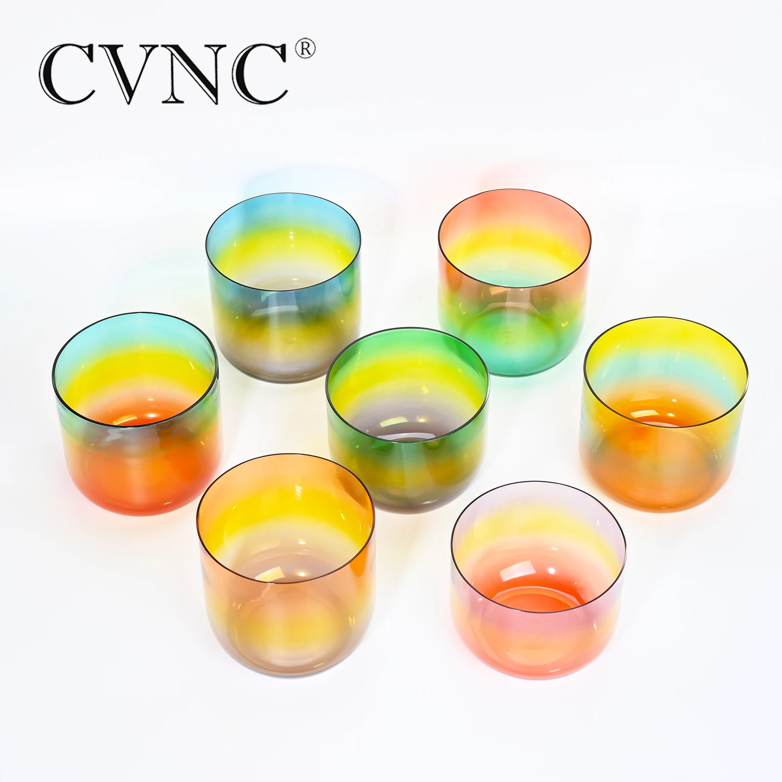 

CVNC 432Hz 7 Inch Third Eye Crown Root Navel Solar Heart Throat Chakra Quartz Crystal Singing Bowl