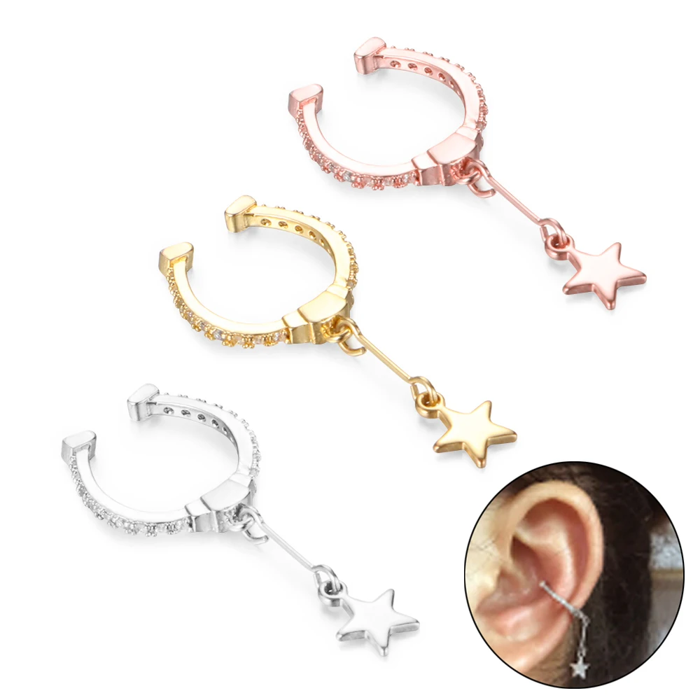 

1Pc Cz Half Hoop Cartilage Stud Stainless Steel Ear Piercing Jewelry Helix Tragus Lobe Screw Back Earring Fake Ear Piercing Jewe