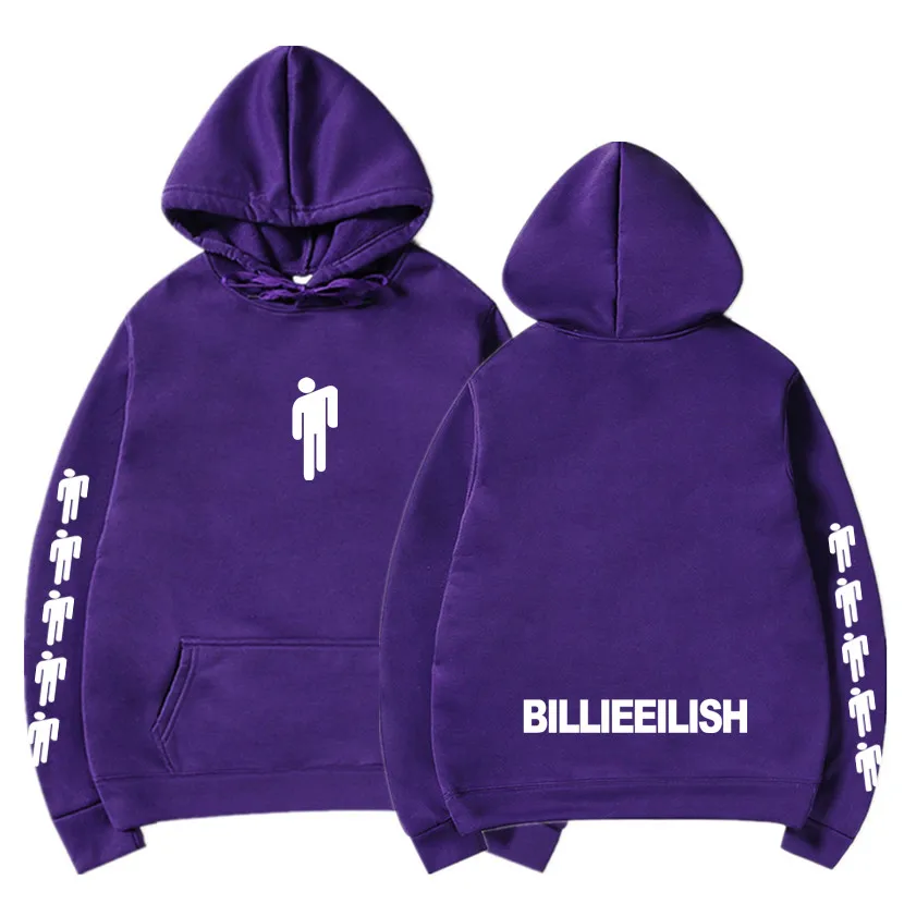 Горячая Распродажа модные Billie Eilish свитеры и толстовки с принтом женские/мужские с длинным рукавом с капюшоном повседневные трендовые уличные толстовки с капюшоном - Цвет: Purple 83