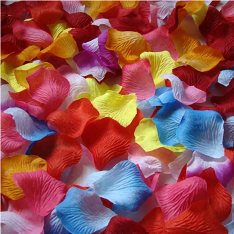 

144Pcs Polyester Fake Rose petals Heart Birthday Wedding Valentine's Day Party Confetti Bridal Flowergirl Basket Decor