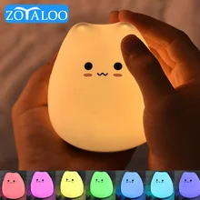 LED Night Lamp Touch Sensor Cat Silicone Animal Light  Colorful Child Holiday Gift Sleepping Creative Bedroom Desktop Decor Lamp