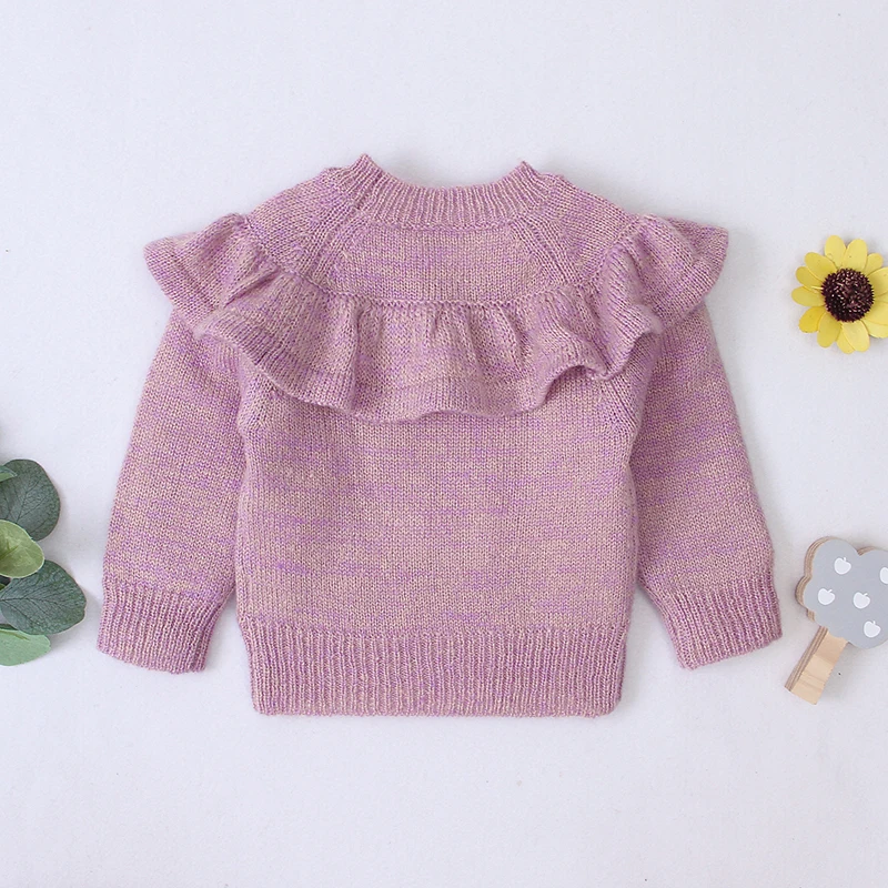 INS/популярные свитера для девочек; вязаный свитер с оборками; сезон осень-зима; Детский свитер в стиле ретро; детская одежда; джемпер в Корейском стиле