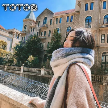 

Korean version of the new scarf super thick plus plaid thick braid fringed shawl dual-use wild small fresh student scarf winter