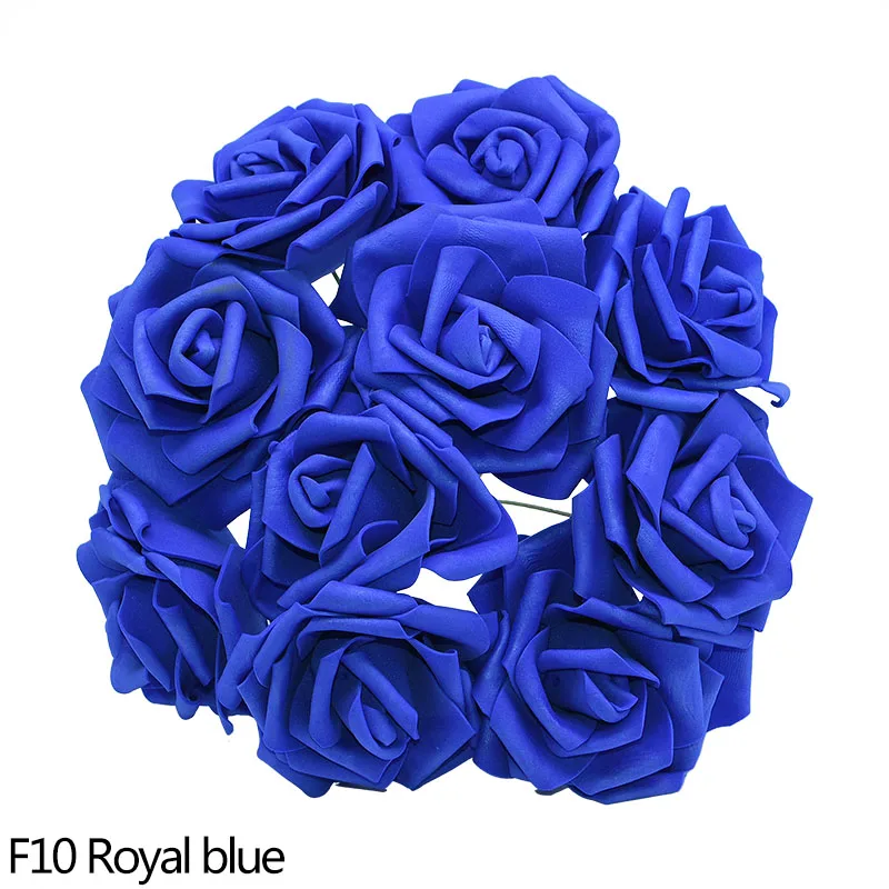 10 шт., 8 см, искусственные розы из пенополистирола, для свадьбы, моста, букета, дома, сада, вечерние украшения, сделай сам, венки, товары для рукоделия - Цвет: F10 royal blue