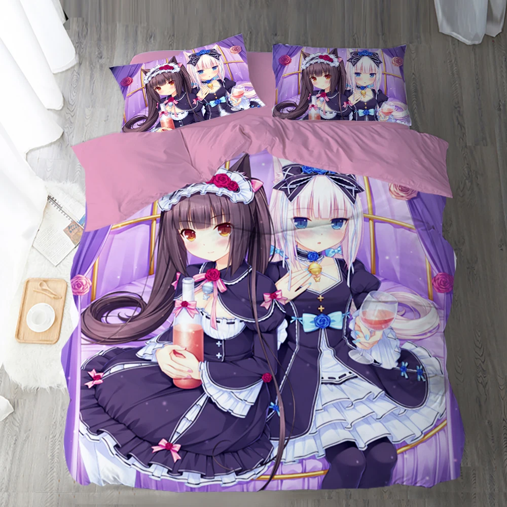 Modern Game Nekopara 3D Digital Printed Bedding Set Duvet Cover Pillowcase Bedroom Decoration Multisize Home Textile 