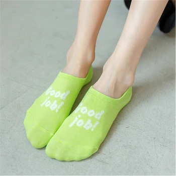 

New Women Sock Cotton No Show Non-Slip Short Boat Socks Ankle Low Female Womens Invisible Soft printing letters Slippers
