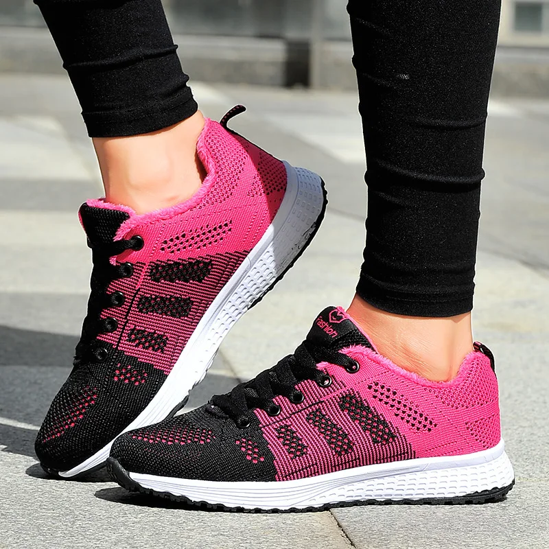 

2019 Shoes Winter Warm Platform Woman Snow Plush Female Walking Sneakers Keep Warm Running Female Snow Warm Shoes Fur