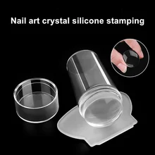 Silicone Nail Art Stamper Grattoir avec Capuchon De Haute Qualité Nail Art Gabarits Transparent Tampon Ongle Outil D'estampage(China)