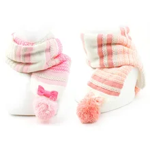 Корейский Winghouse детский шарф для девочек с милым бантом на шее; теплая одежда; сезон осень-зима; вязаный модный разноцветный комбинированный удлиненный глушитель