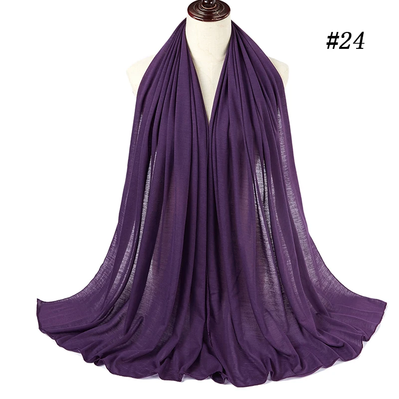 28 цветов шарф для женщин-мусульманок эластичные хиджабы исламские шали однотонные Модальные платок для женщин Джерси-шарф - Цвет: color 24