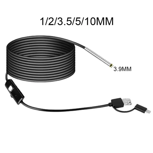 30M Industrial Automotive Car Endoscope Mini Usb Type c Endoscopic Flexible Cable Camera Borescpe for Mobile Android Smartphon 480p3.9mm Lens soft