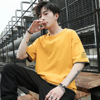 

ZHIJING T-shirt Men's Short Sleeve Summer Korean-style Trend Half Sleeve Clothes Crew Neck Printing Short-sleeved T-shirt Tops