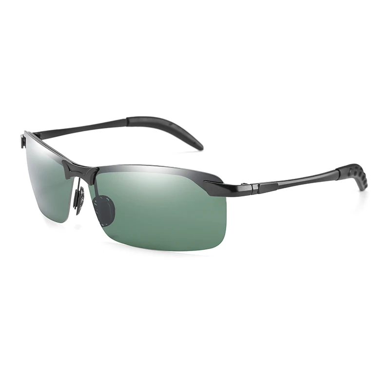 Брендовые Дизайнерские мужские солнцезащитные очки без оправы поляризованные антибликовые солнцезащитные фотохромные очки желтые линзы masculino Gafas oculos de sol - Цвет линз: Black Green