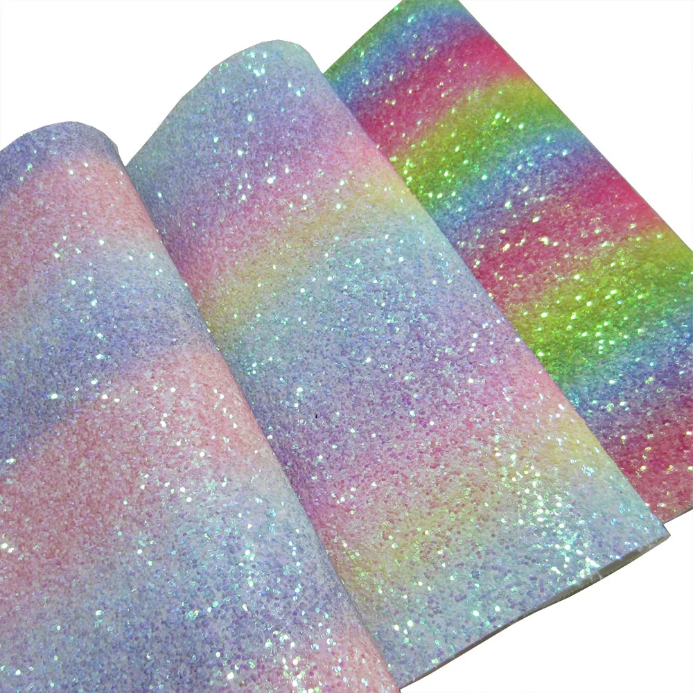 Rainbow Chunky Glitter Fabric Faux Leather Bows Earring Craft Sewing DIY F0025