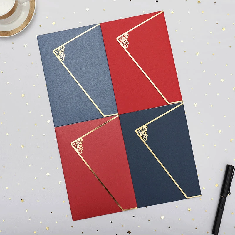 

25pcs 195x135mm(7.6x5.2inch) Thicken Color Envelope with Gold stamping Wedding Invitation Envelope
