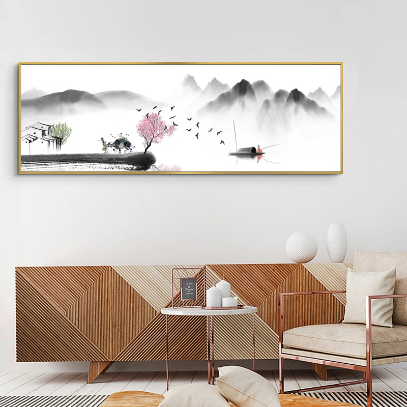 Китайский абстрактный дзен пейзаж картина маслом на холсте плакаты и репродукции, настенное искусство картины для гостиной домашний Декор без рамки