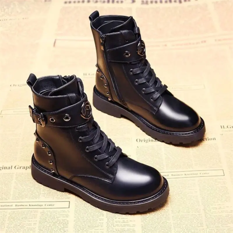 

Women Thick Bottom Snow Boots 2019 Winter Martin Boots Female Ankle Military Zipper Brand Winter Warm Platform Wedge Heel Shoes