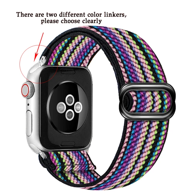 Soft and comfortable nylon Loop elastic buckle Apple watch band 38mm 42mm Series 7 SE654321 For iWatch Strap Bohemia braid  44mm 26