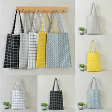 Новинка, женская льняная хлопковая эко многоразовая сумка через плечо для покупок, холщовая сумочка, сумка, тоут, сумки