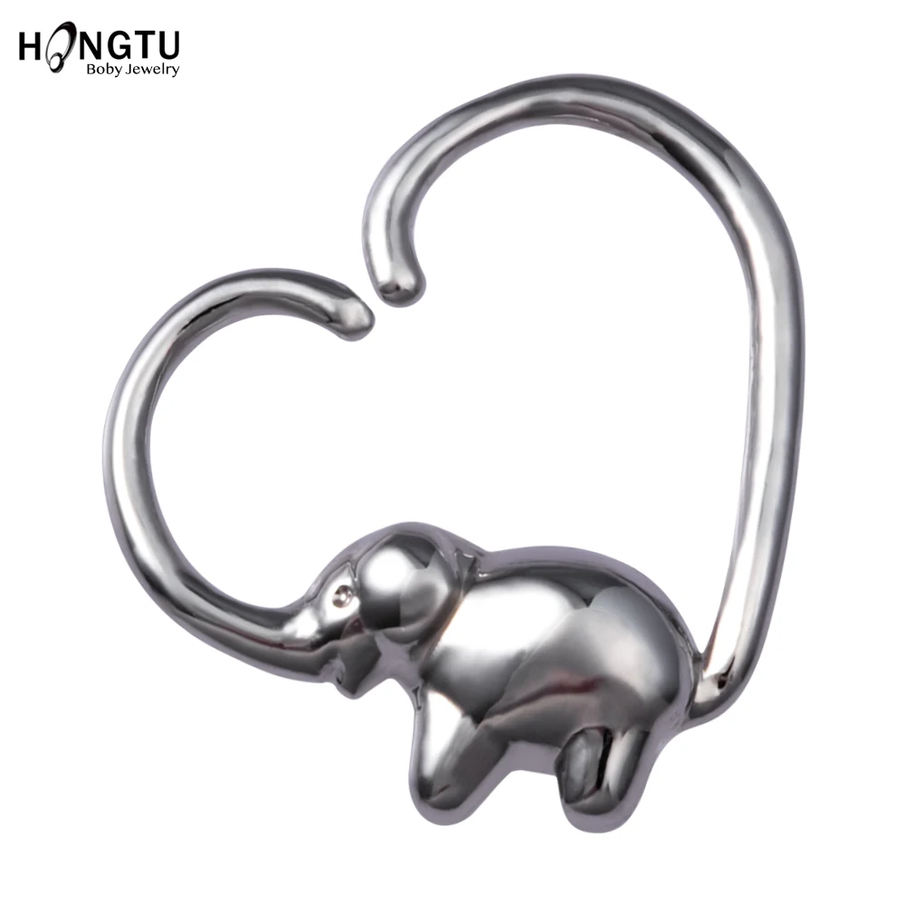 HONGTU Brass Minimalist Septum Rings hoop Aliens Cat Elephant Ear Daith Cartilage Tragus Septum Piercings body