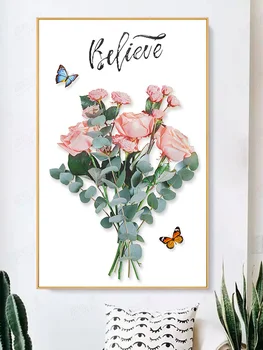 

Needlework DIY Cross Stitch Rose Flower Plants Handwork Beginner Embroidery Sewing Cross Stitch Punto De Cruz Home Decor DA60SZ