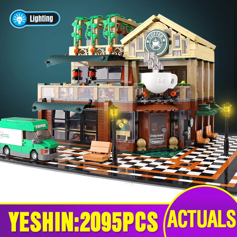 601093 уличное здание игрушки светодиодное освещение модель кафе на углу