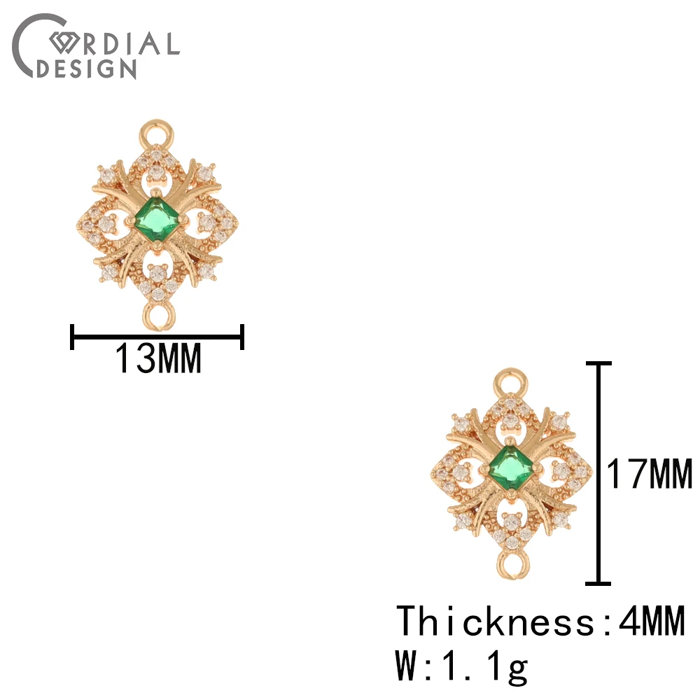 Cordial Design 50Pcs 13*17MM DIY Earrings Accessories/Charms/Hand Made/CZ Rhinestone Connectors/Jewelry Findings & Components - cordial