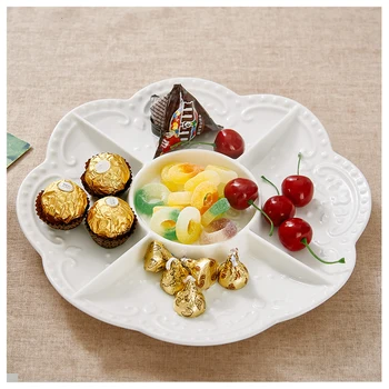 

Ceramic plate, hotel fruit plate cutlery, five-grain fruit plate, platter, fruit platter, dim sum plate, grid plate ceramica