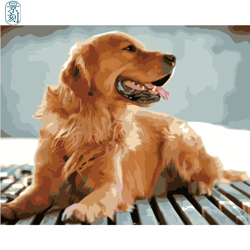 Кленовые листья и dog.40 x 50 см, живопись по номерам, сделай сам, искусство стены, украшения гостиной, пейзаж, фигура, животное, цветок, мультфильм