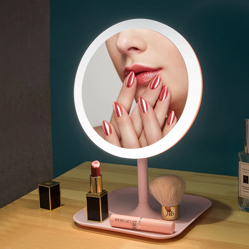 

Desktop Makeup Mirror With LED Light USB Charging Makeup Light Touch Control Make Up Mirror LED Mirror