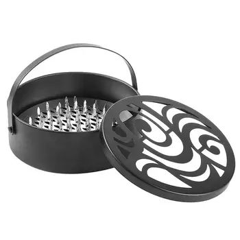 

Iron Mosquito Coil Incense Handle Holder Portable Mosquito Coil Storage Box With Hollow Out Lid Cover