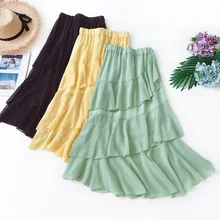 Летнее Новое поступление, Милая Кружевная Асимметричная юбка с оборками, юбка Феи мечты, элегантная плиссированная шифоновая юбка