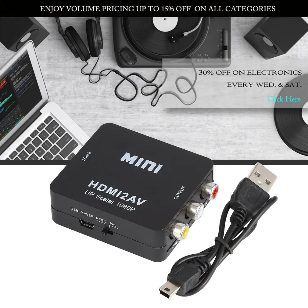 Цифровой hdmi-rca композитный видео аудио AV CVBS адаптер конвертер 720 p/1080 p мини HDMI аудио-видео преобразователи
