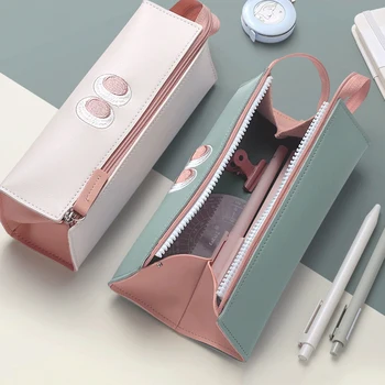 

Cute Big Capacity PU Pencil Case For School Cute Geometric Sample Pencilcase Pen Bag Box Stationery Pouch School Supplies