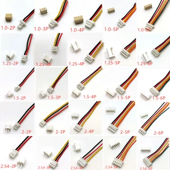 10 ชุด SH1.0 JST1.25 ZH1.5 PH2.0 XH2.54 Connector หญิง + ชาย 2/3/4/5/6/7/8/9/10P ปลั๊ก 10/20/30 ซม. 1