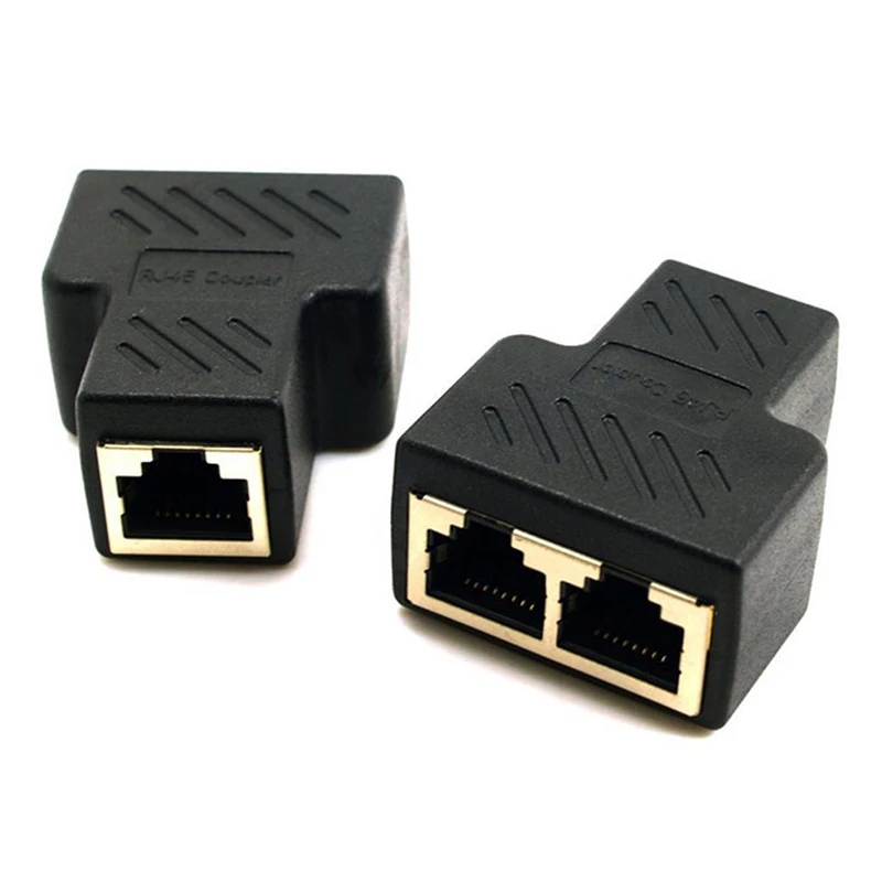 

2pcs/set RJ45 1 To 2 Adapter Socket Splitter Connector With Shielded CAT6 RJ45 Network Tee Head 8P8C Three-way Cable Accessorie