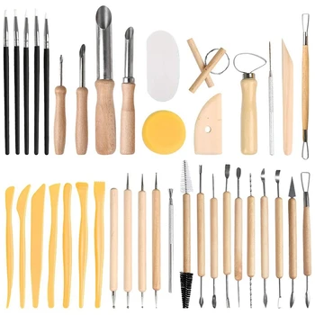 

40Pcs Pottery Clay Sculpting Tools Wooden Pottery Carving Tools Sculpture Ceramic Tools Kit for for Shaping, Modeling